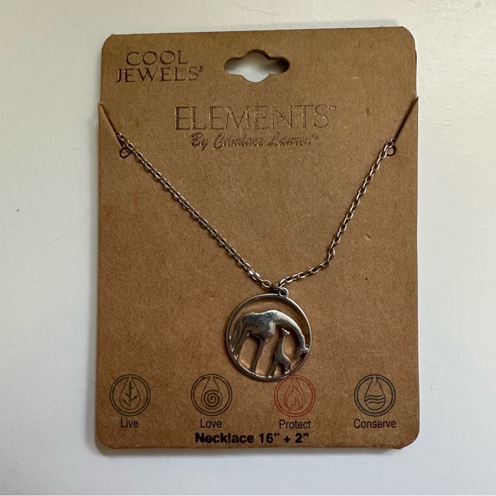 Cool Jewels Elements Collection Silver Circle Giraffe Pendant Necklace